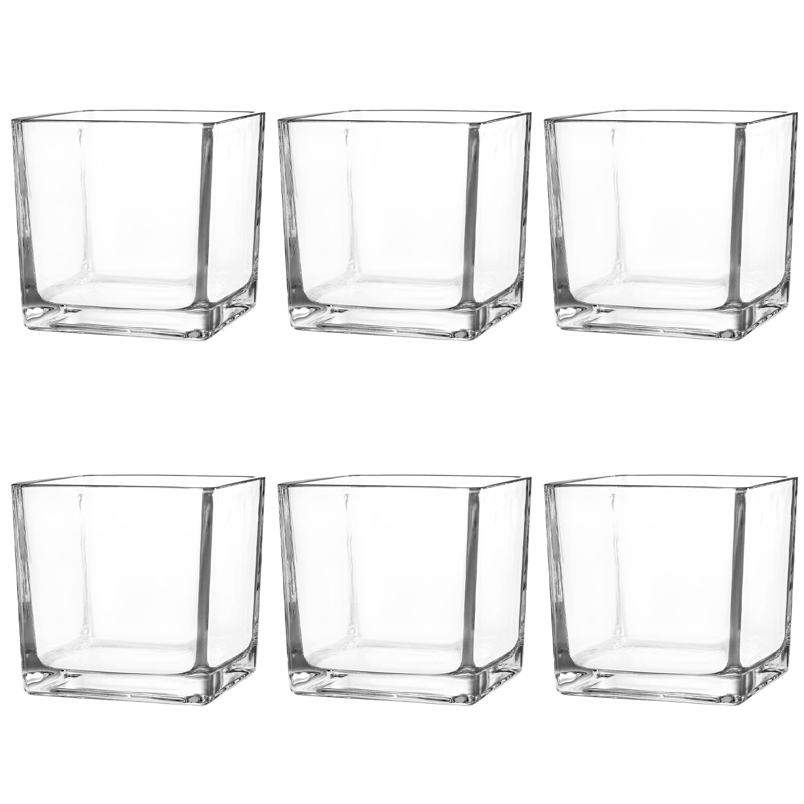 Comrzor front view clear cube vase showing minimalist shape and stability