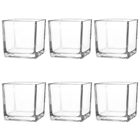 Comrzor front view clear cube vase showing minimalist shape and stability