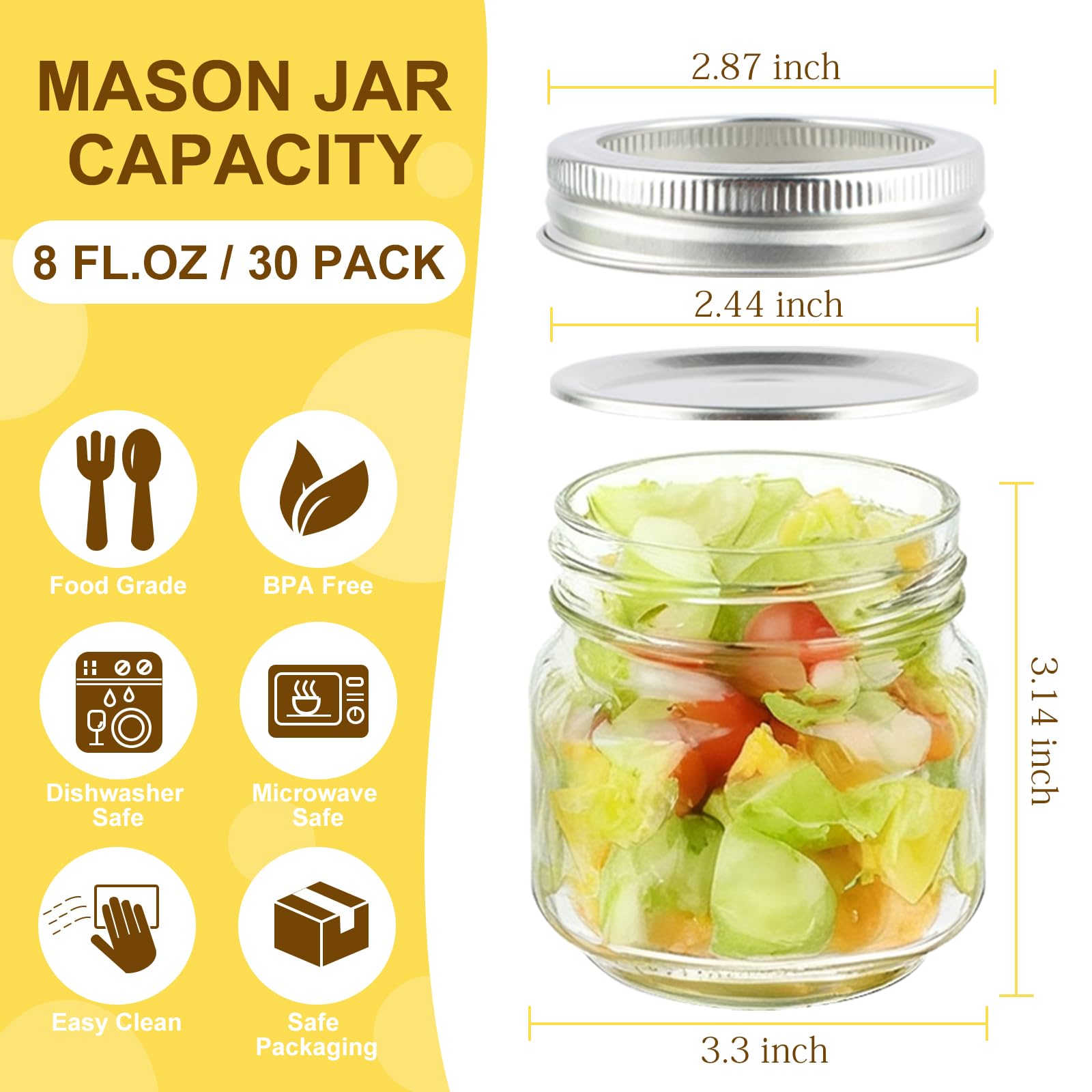 Comrzor close-up of clear glass jar showing smooth finish and food-safe benefit