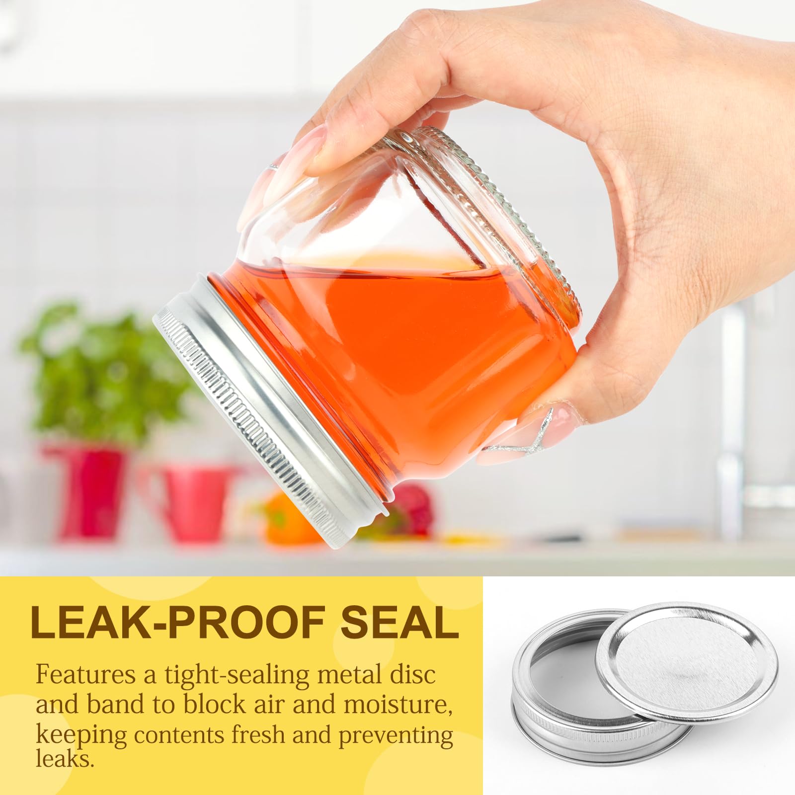Comrzor metal lid and band top view highlighting leak-proof seal for freshness