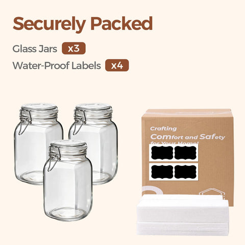 ComSaf canister held in hand showing 51 oz capacity and home-friendly scale