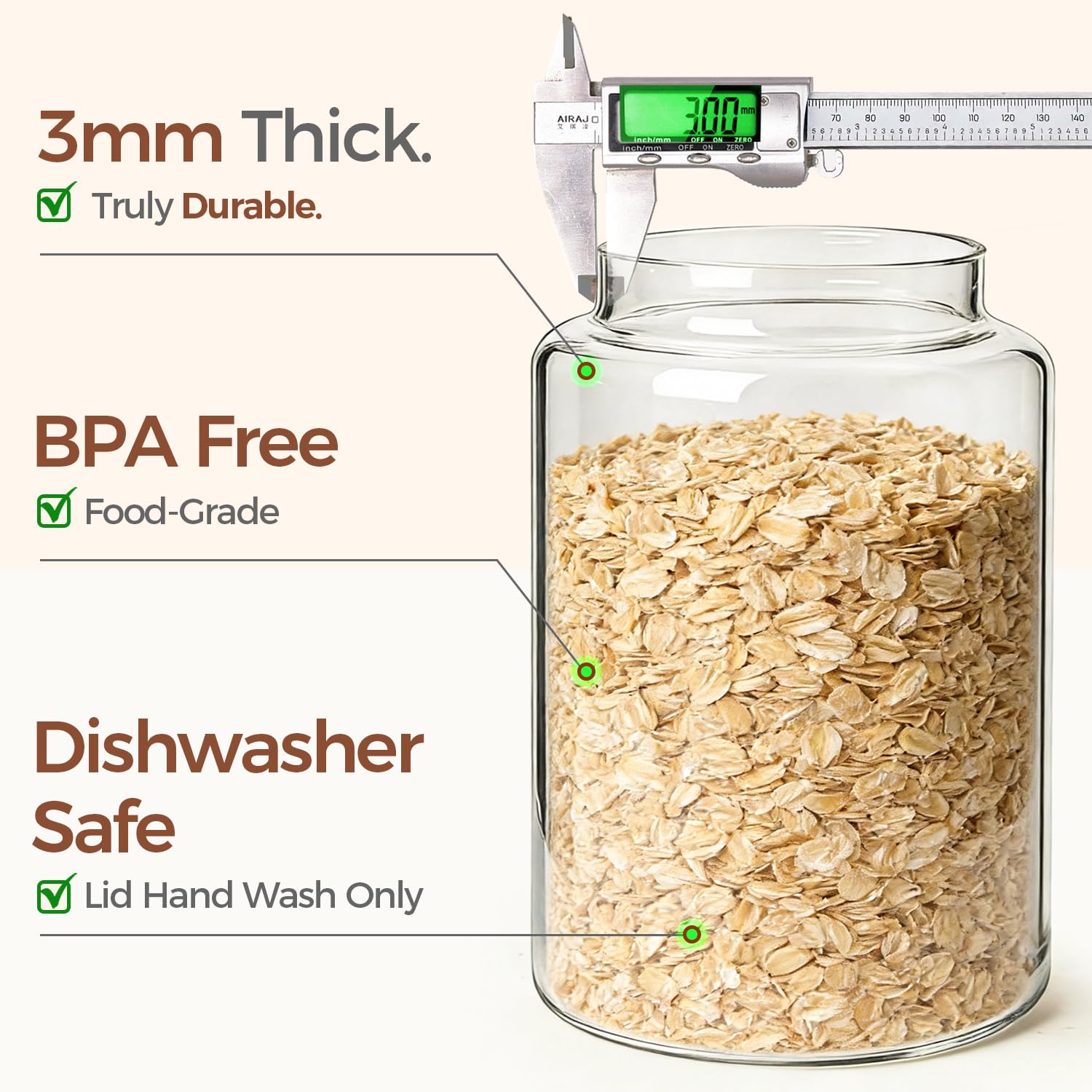 ComSaf capacity comparison with a flour bag illustrating 1-gallon volume