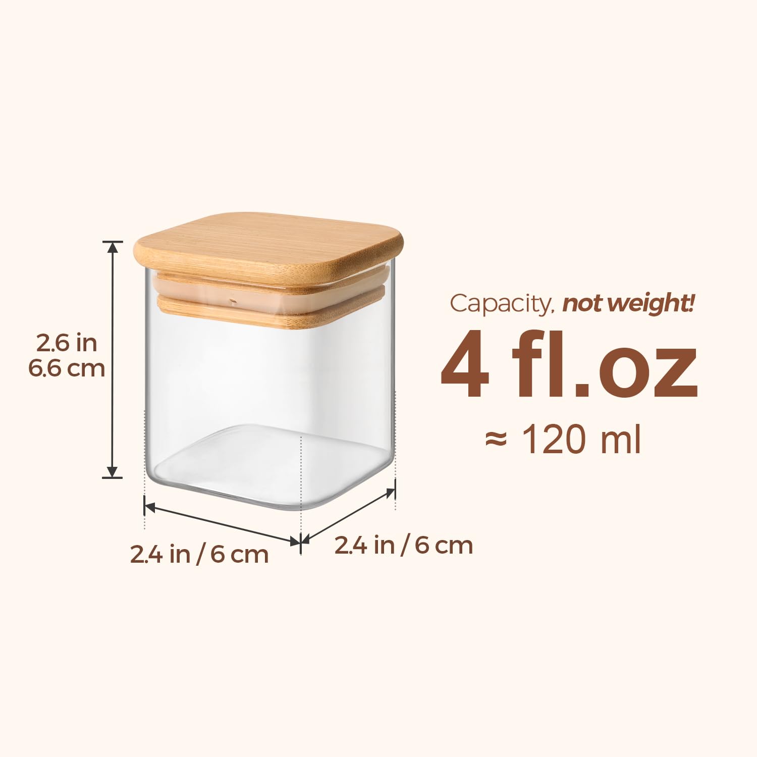 ComSaf clear borosilicate glass jar side view revealing contents