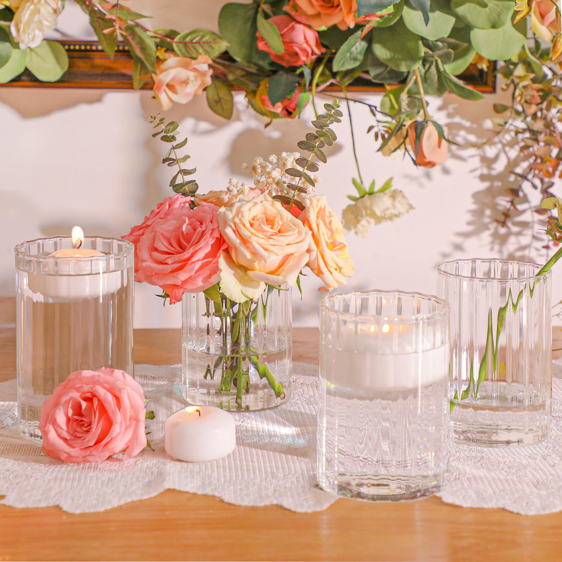 ComSaf clustered vases as a table centerpiece for cohesive styling