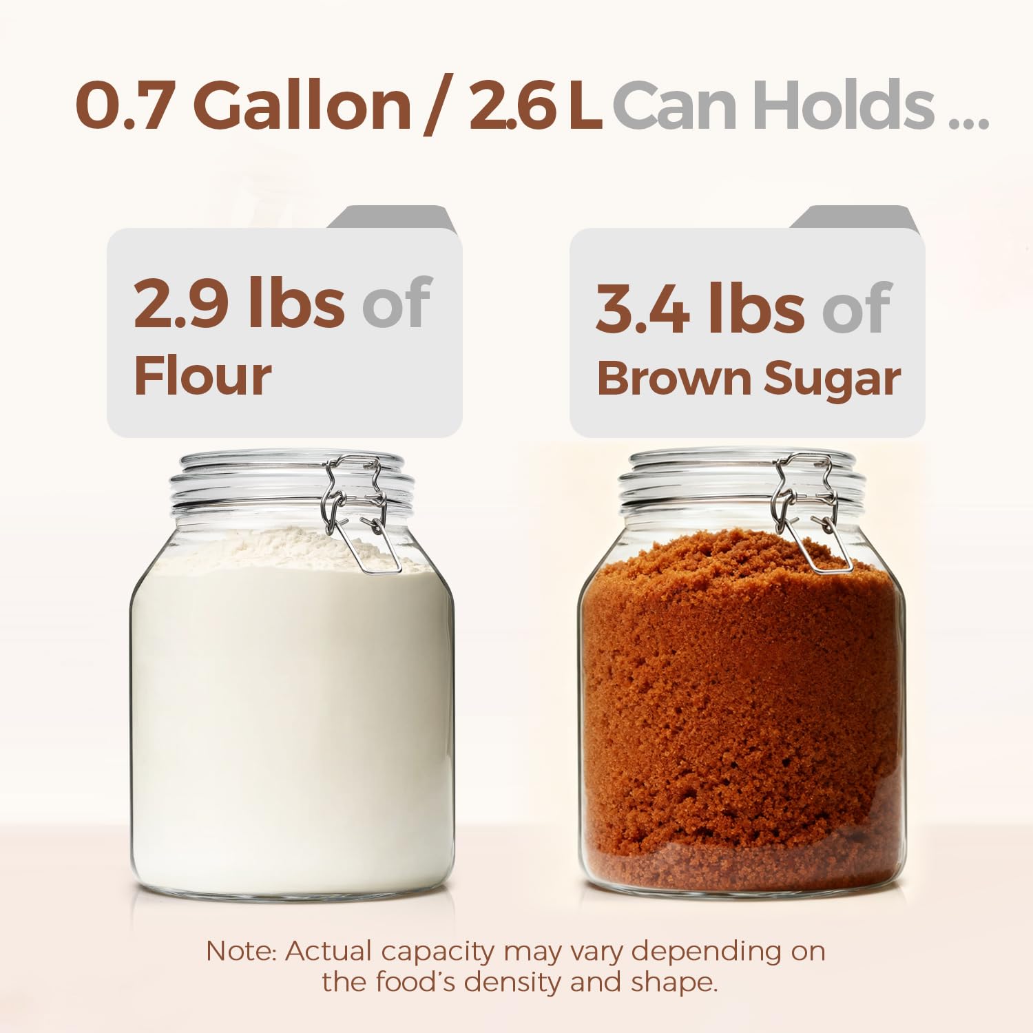ComSaf jars filled with flour and sugar showing content visibility