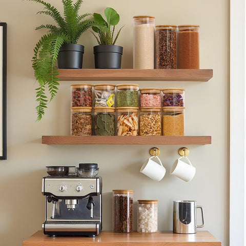 ComSaf jar filled with spaghetti illustrating neat upright storage and easy visibility
