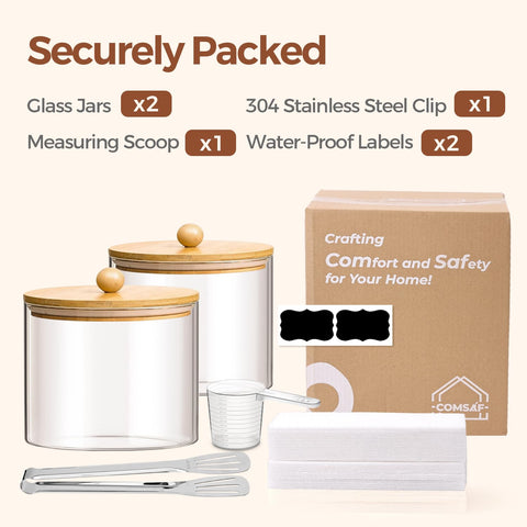 ComSaf jar filled with cereal and scoop demonstrating practical everyday use