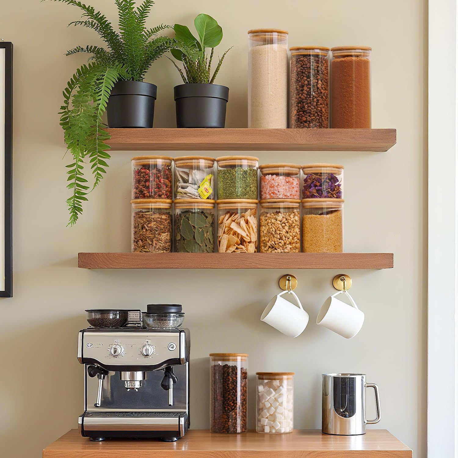 ComSaf jar filled with granola on shelf for quick ingredient visibility