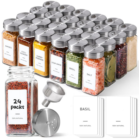 ComSaf front view of 24-pack square spice jars showing neat storage benefit