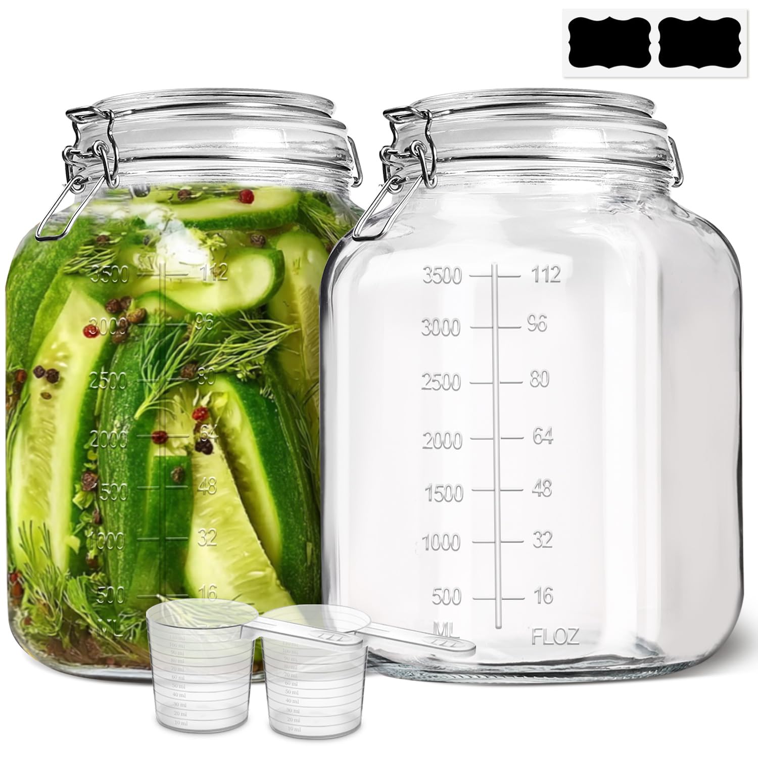 ComSaf front view of two jars showing capacity and clear glass benefit