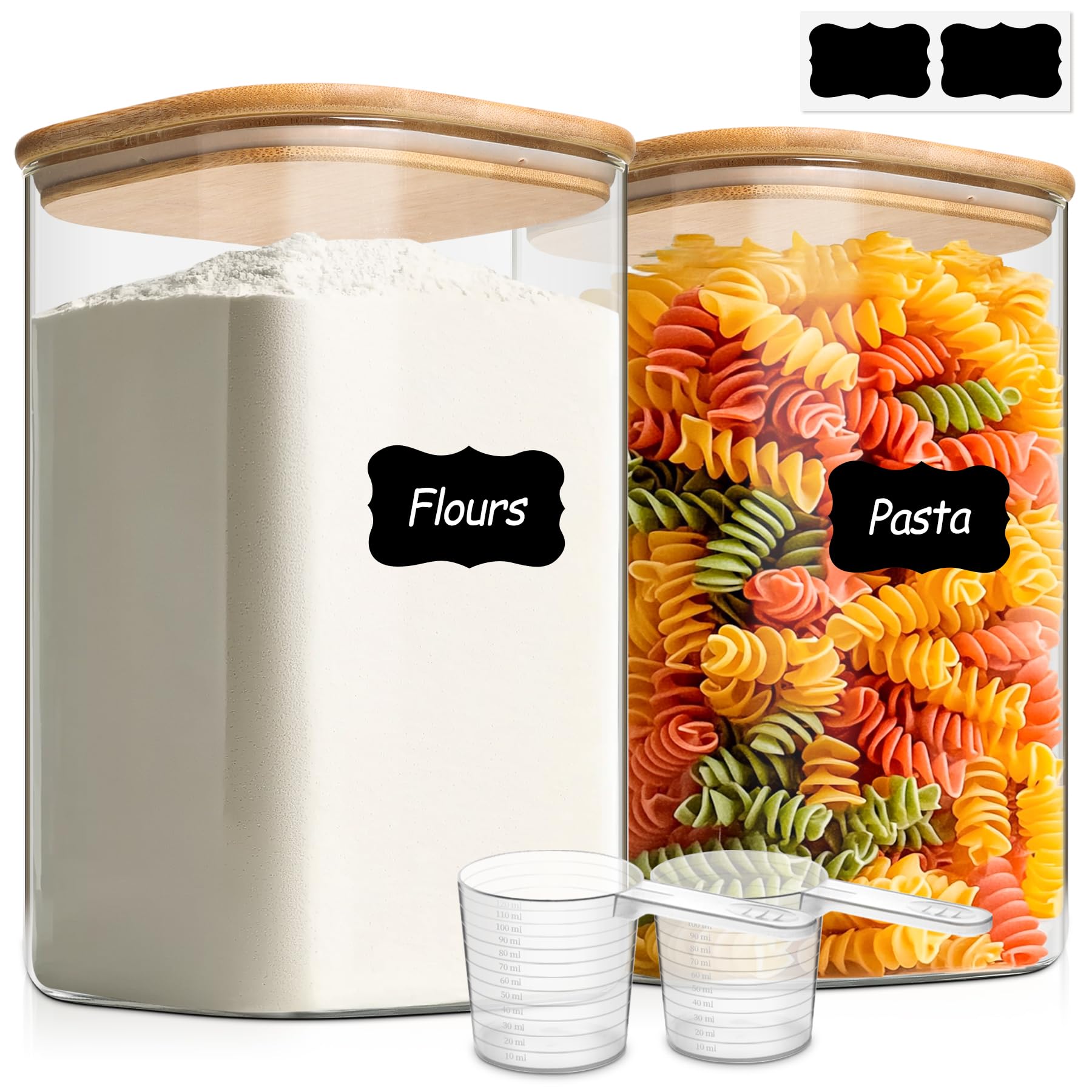 ComSaf front view of both clear glass jars showing storage capacity and design