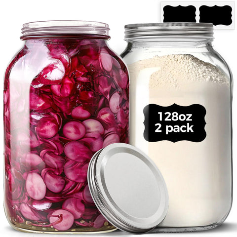 ComSaf front view of two 1 gallon jars showing clear storage benefit