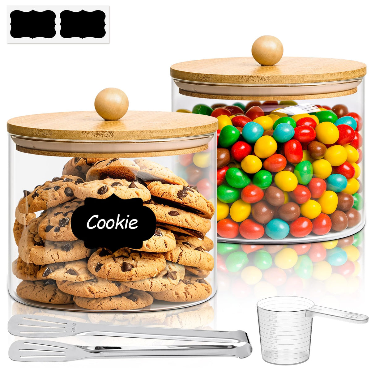 ComSaf front view of two glass jars showing clean storage and style