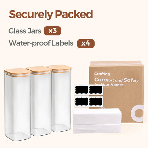 ComSaf jars on kitchen countertop creating a tidy, styled storage benefit