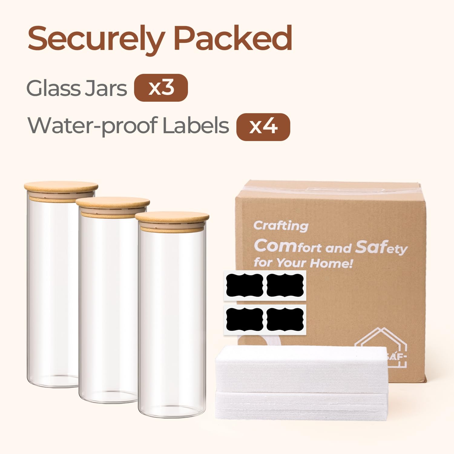 ComSaf jar open while pouring oats demonstrating easy filling and everyday use