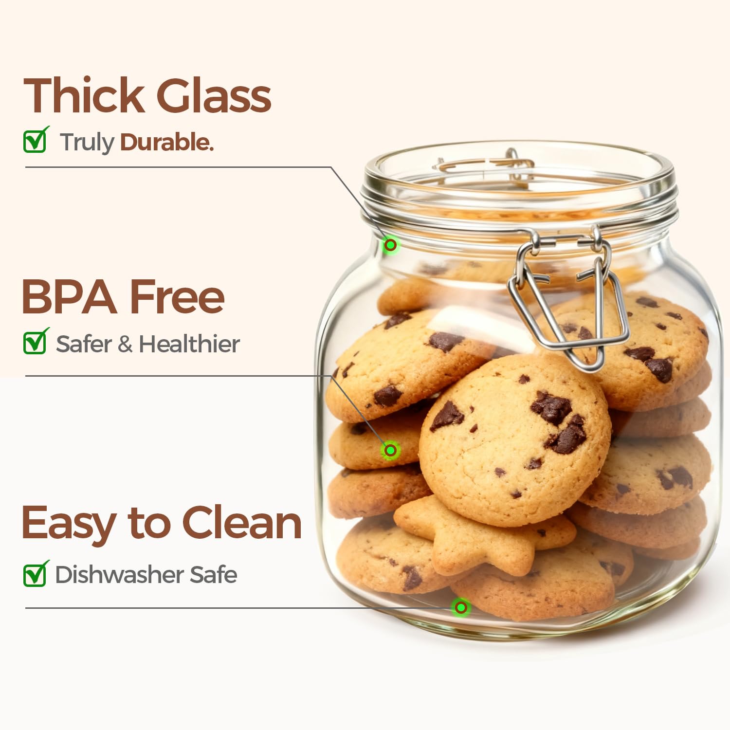 ComSaf row of square jars on shelf illustrating space-saving benefit