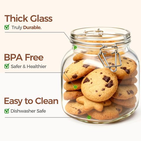 ComSaf row of square jars on shelf illustrating space-saving benefit