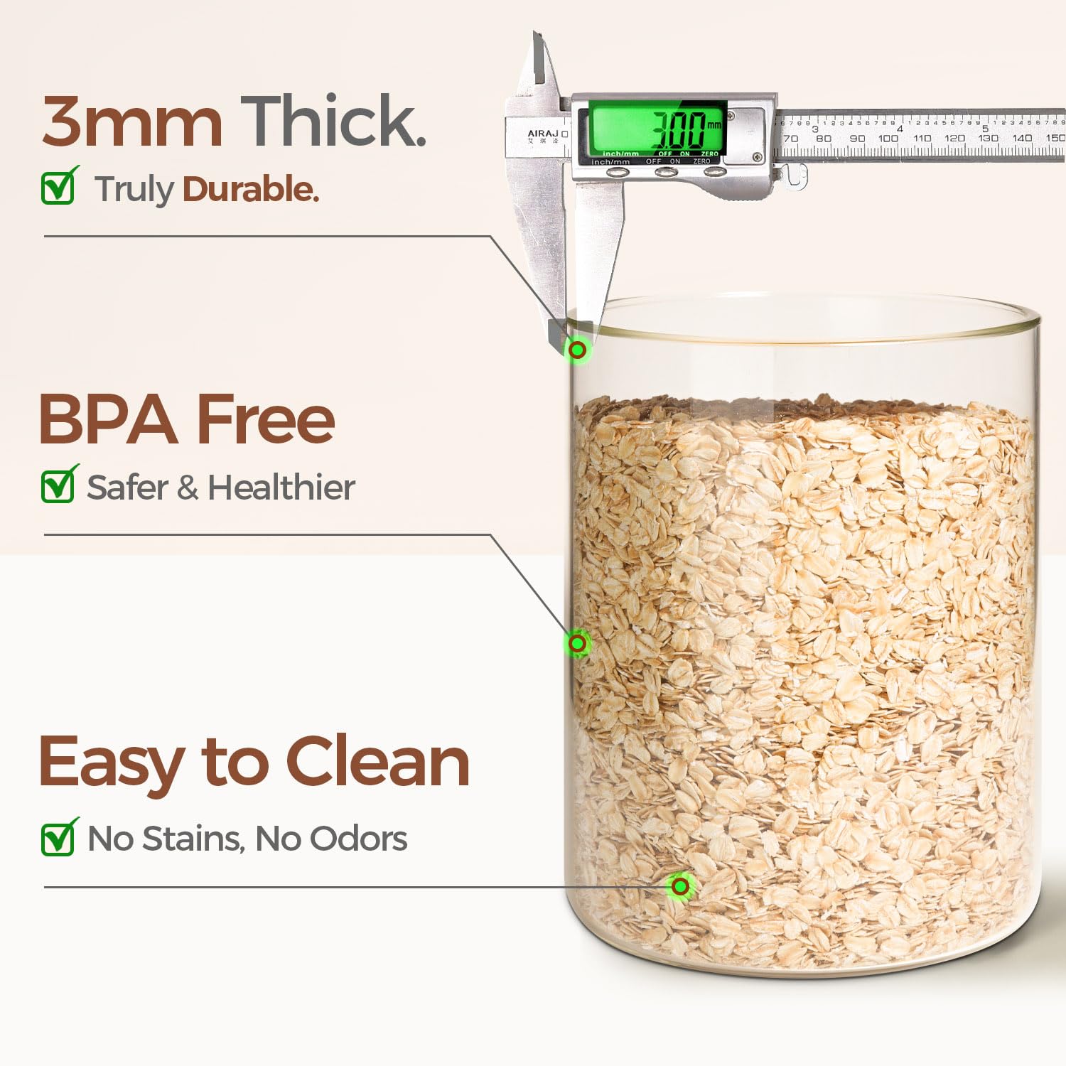 ComSaf jar with measuring spoon and labels for accurate portions and organization