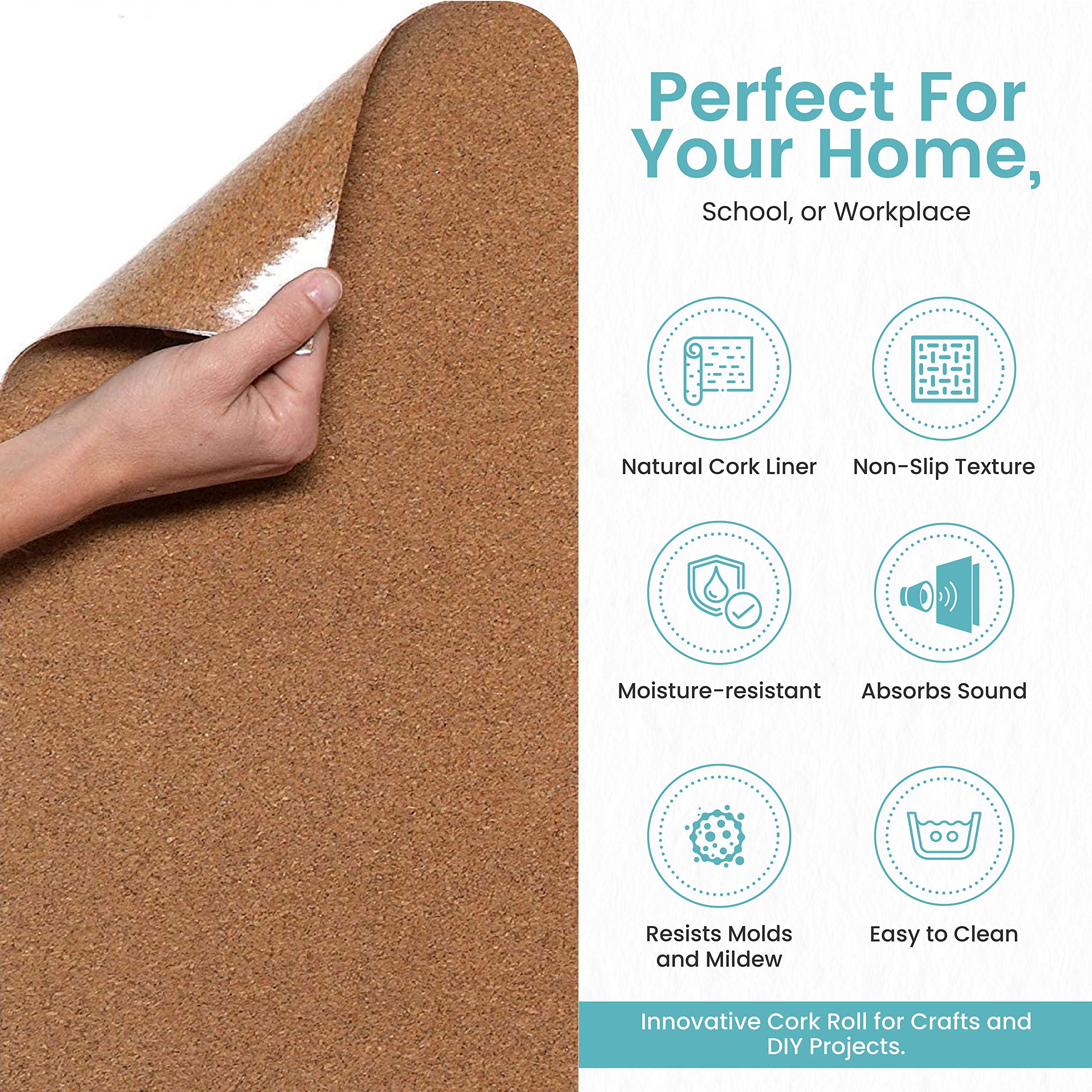 Con-Tact cork peel-and-stick backing revealed for easy-installation advantage