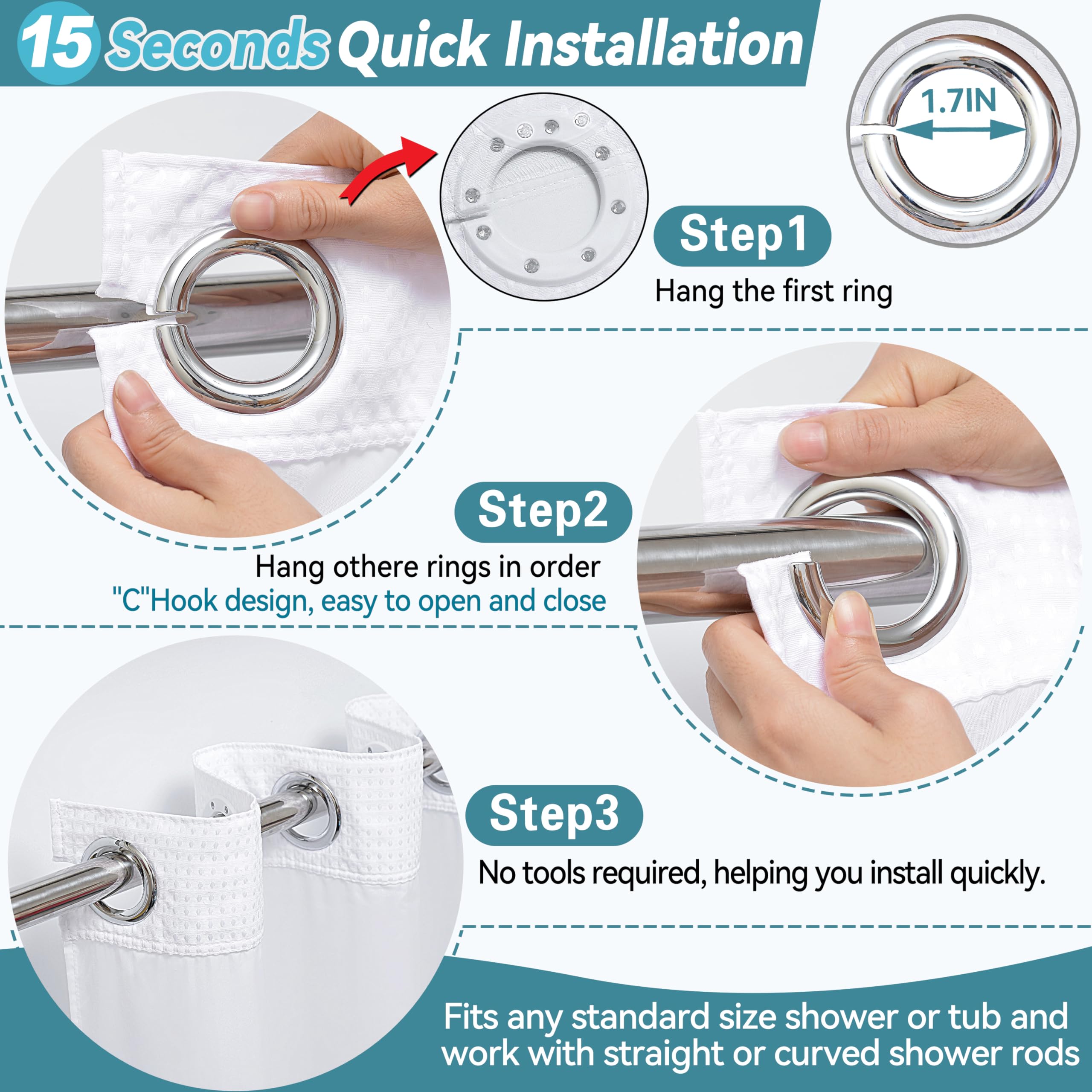 Conbo Mio flexible on-rings installed for fast, no-hook hanging benefit