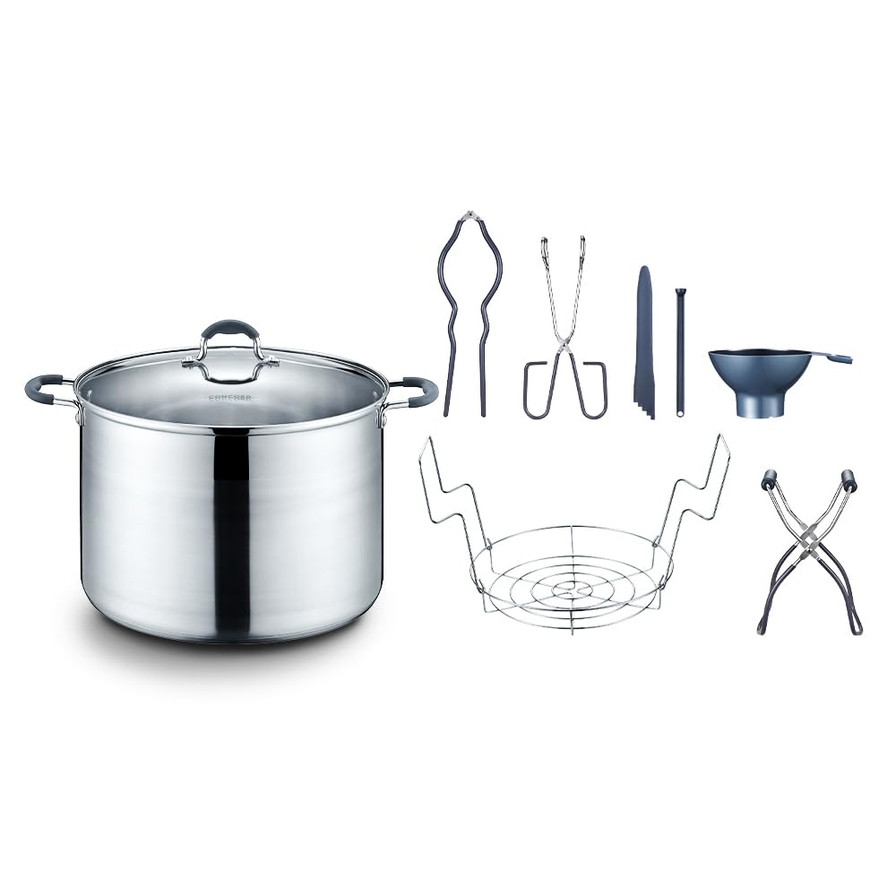 Concord front view of 20 quart canning pot set showing complete kit and sturdy pot