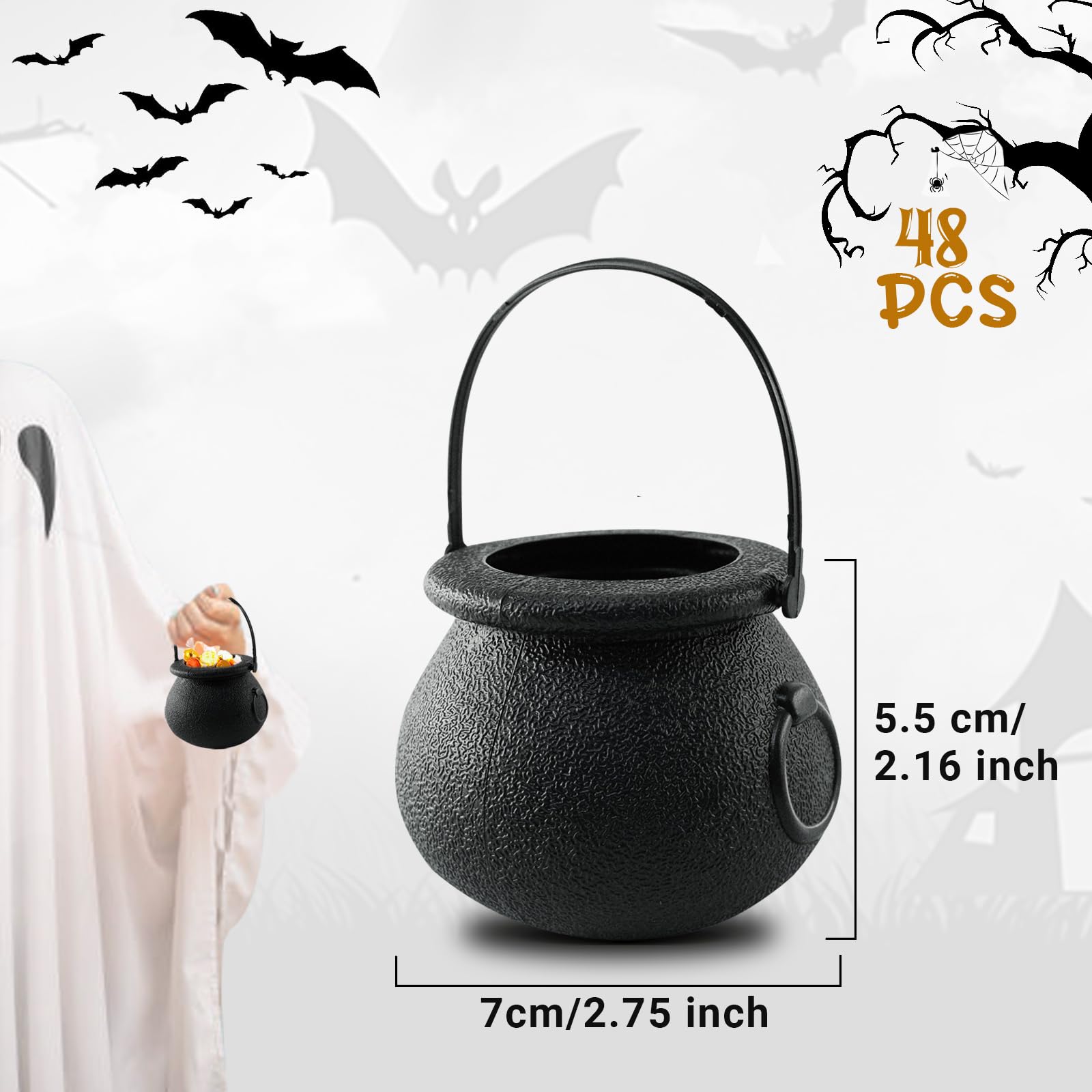 CONEHOY cauldron filled with candy illustrating serving capacity