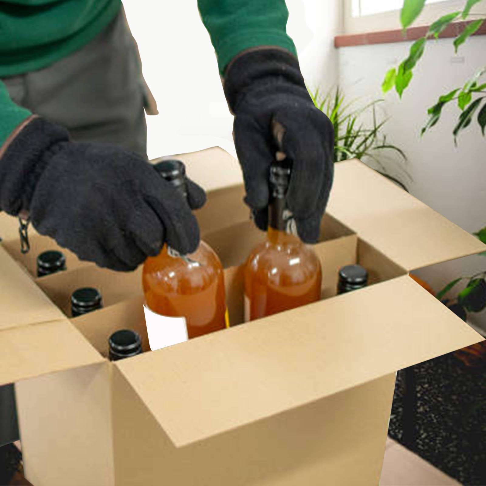 CONEHOY dividers in a moving-day scene protecting dishes and fragile items