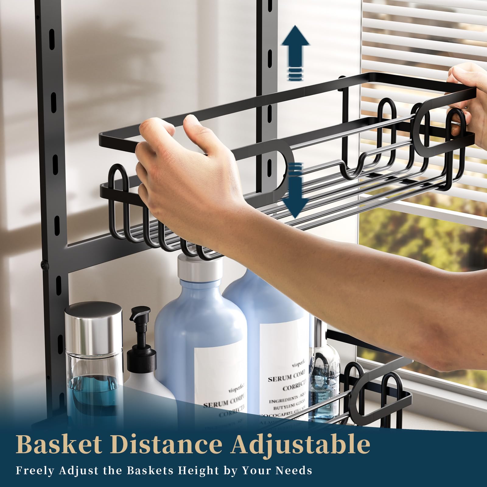 Consumest close-up of adjustable hook and screw tightener protecting door while securing the caddy