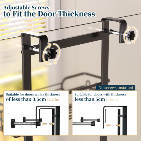 Consumest installed on a glass shower door demonstrating no-drill setup and space-saving storage