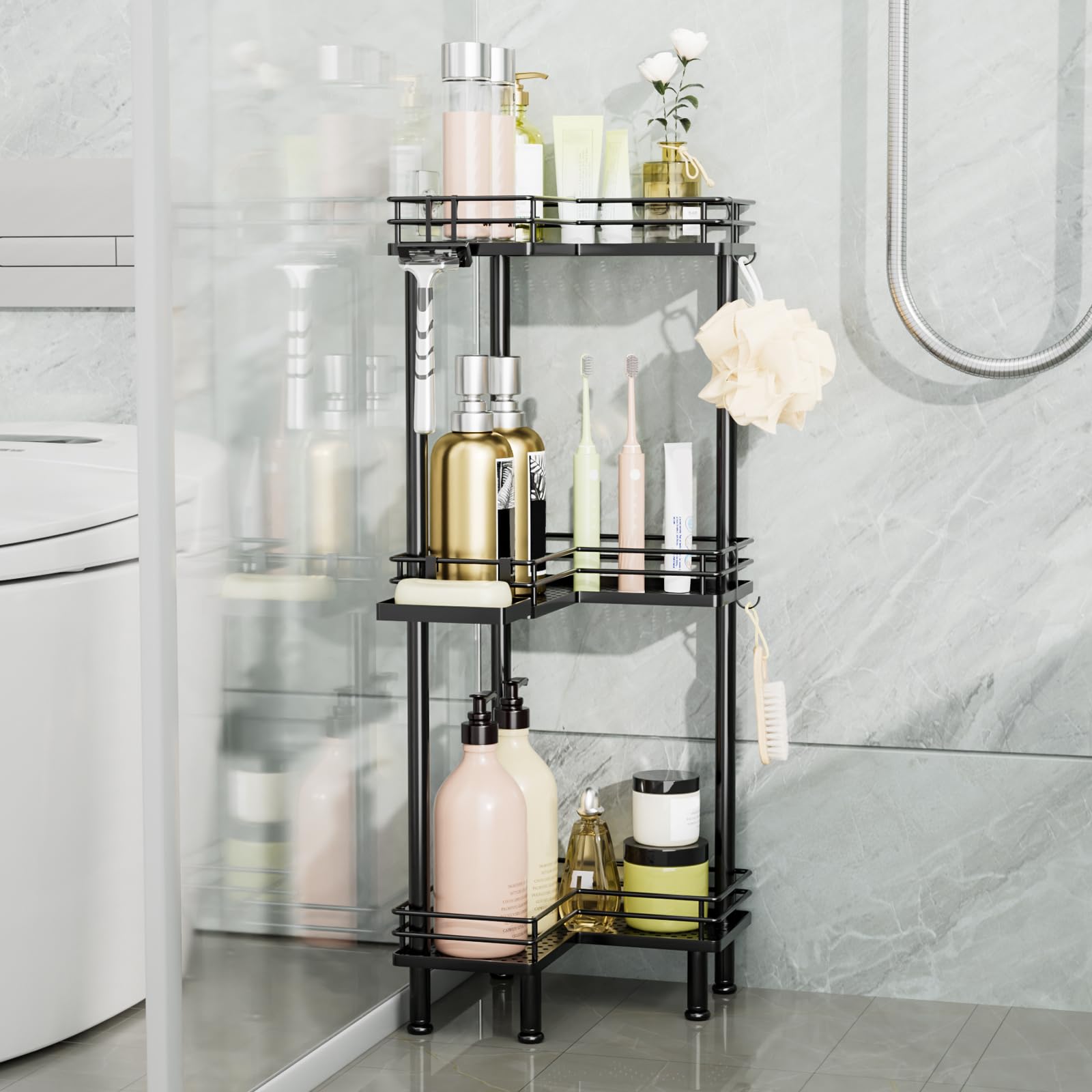 Consumest shelves loaded with large shampoo bottles showcasing generous capacity