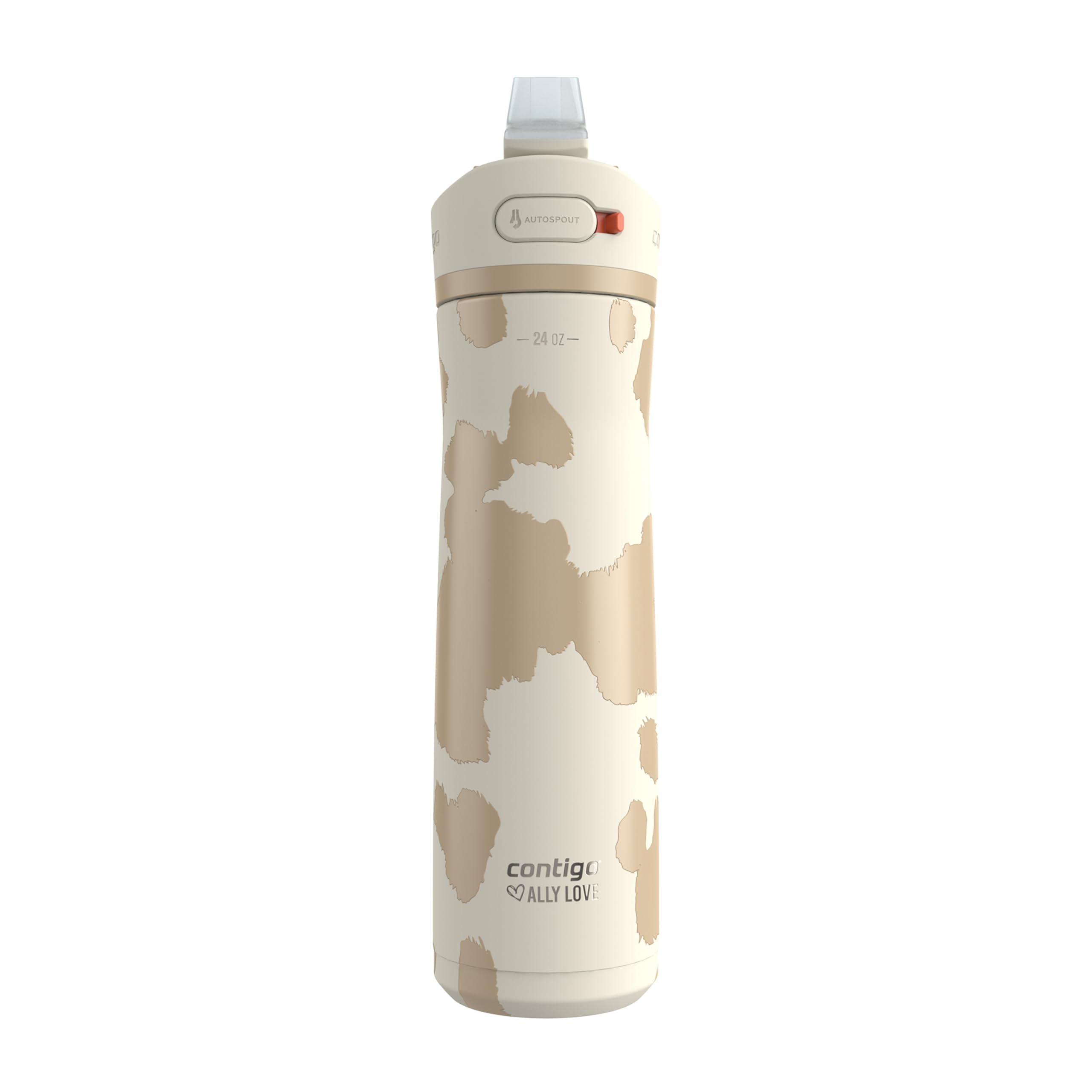 Contigo Chill 2.0 front view showing oatmilk finish and 24oz capacity benefit