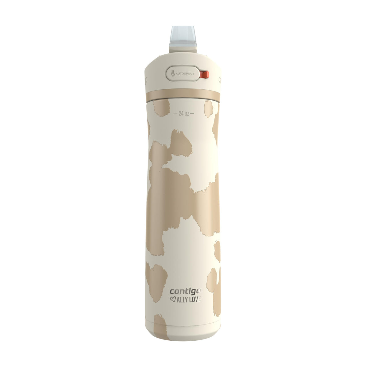 Contigo Chill 2.0 front view showing oatmilk finish and 24oz capacity benefit