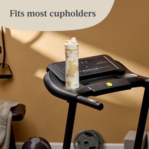 Contigo bottle on gym bench showing durable, active-lifestyle use