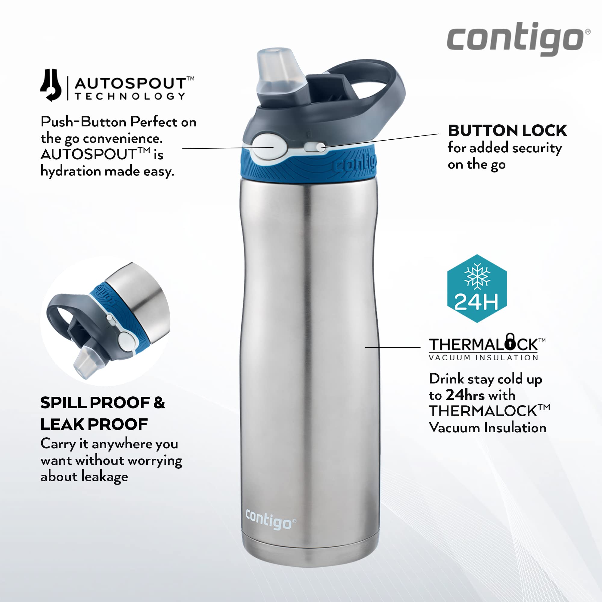 Contigo Ashland next to a coffee cup demonstrating 590 ml size and cupholder fit
