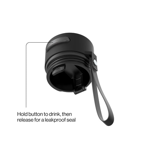 Contigo close-up of push-button spout and AutoSeal mechanism, leak prevention