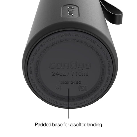 Contigo soft landing pad detail on base, protects surfaces and reduces noise
