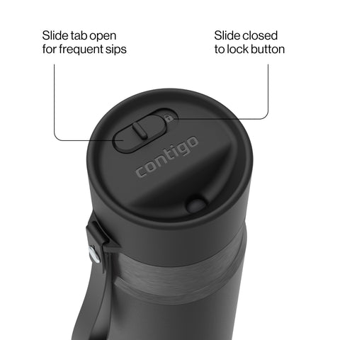 Contigo removable strap and carry loop shown, easy hands-free transport