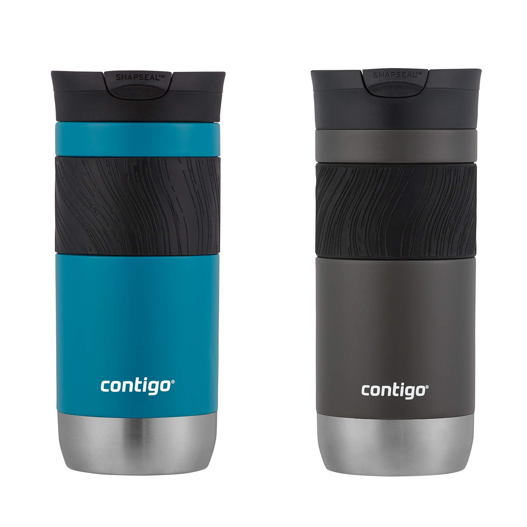 Contigo Byron front view showing two-tone Sake and Juniper finish and secure seal