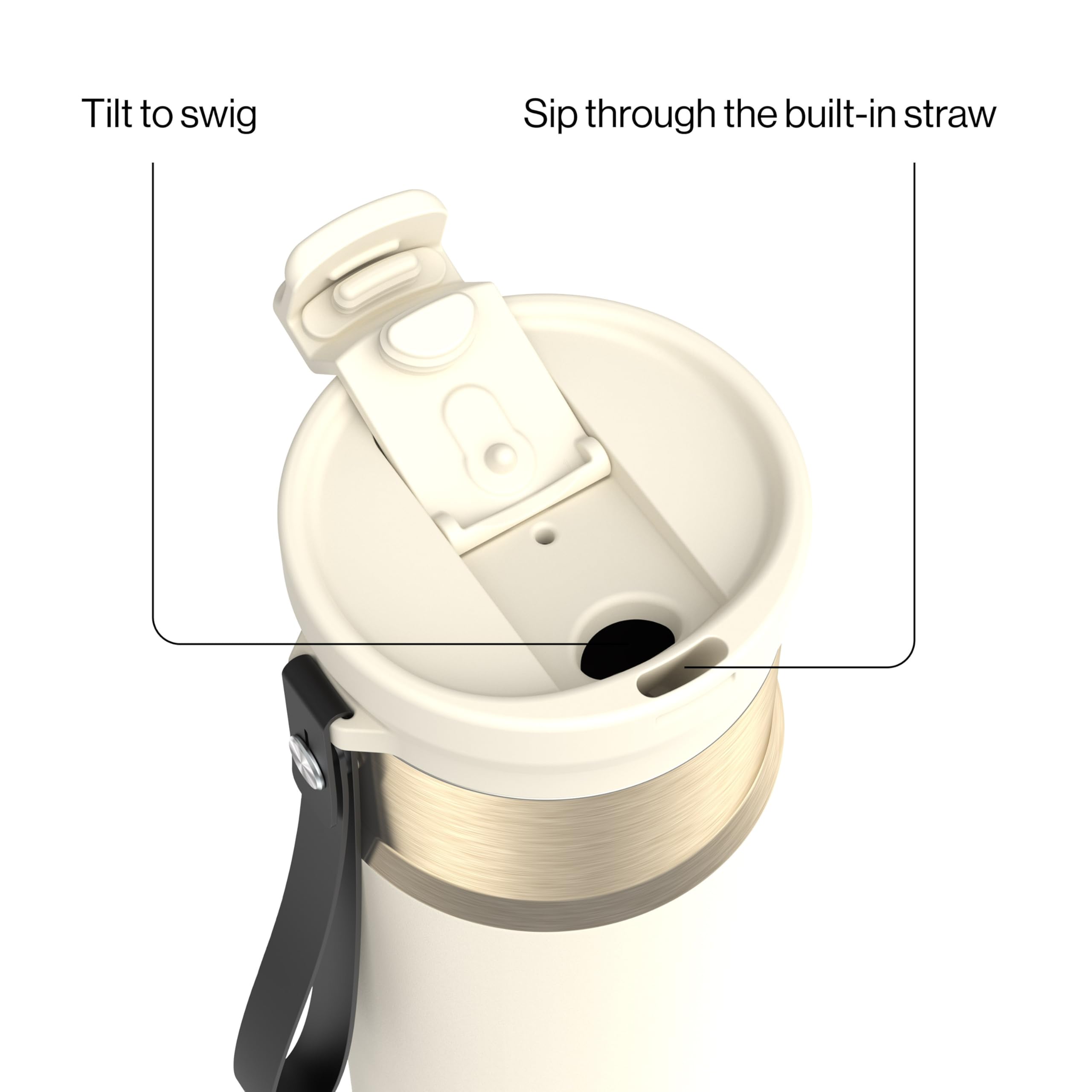 Contigo DualSip lid close-up highlighting the two-way mechanism and convenience