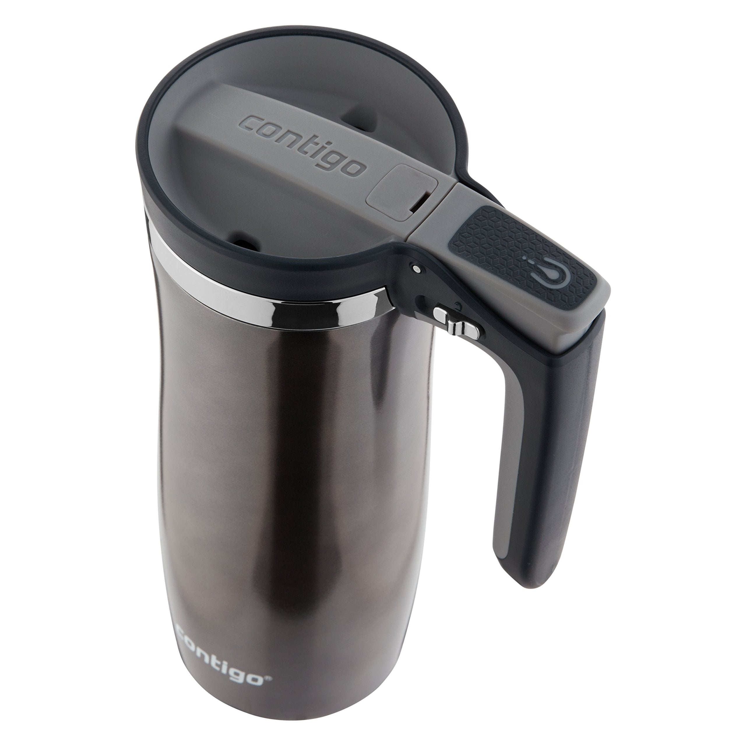 Contigo travel mug in car cup holder with handle for comfortable on‑the‑go use