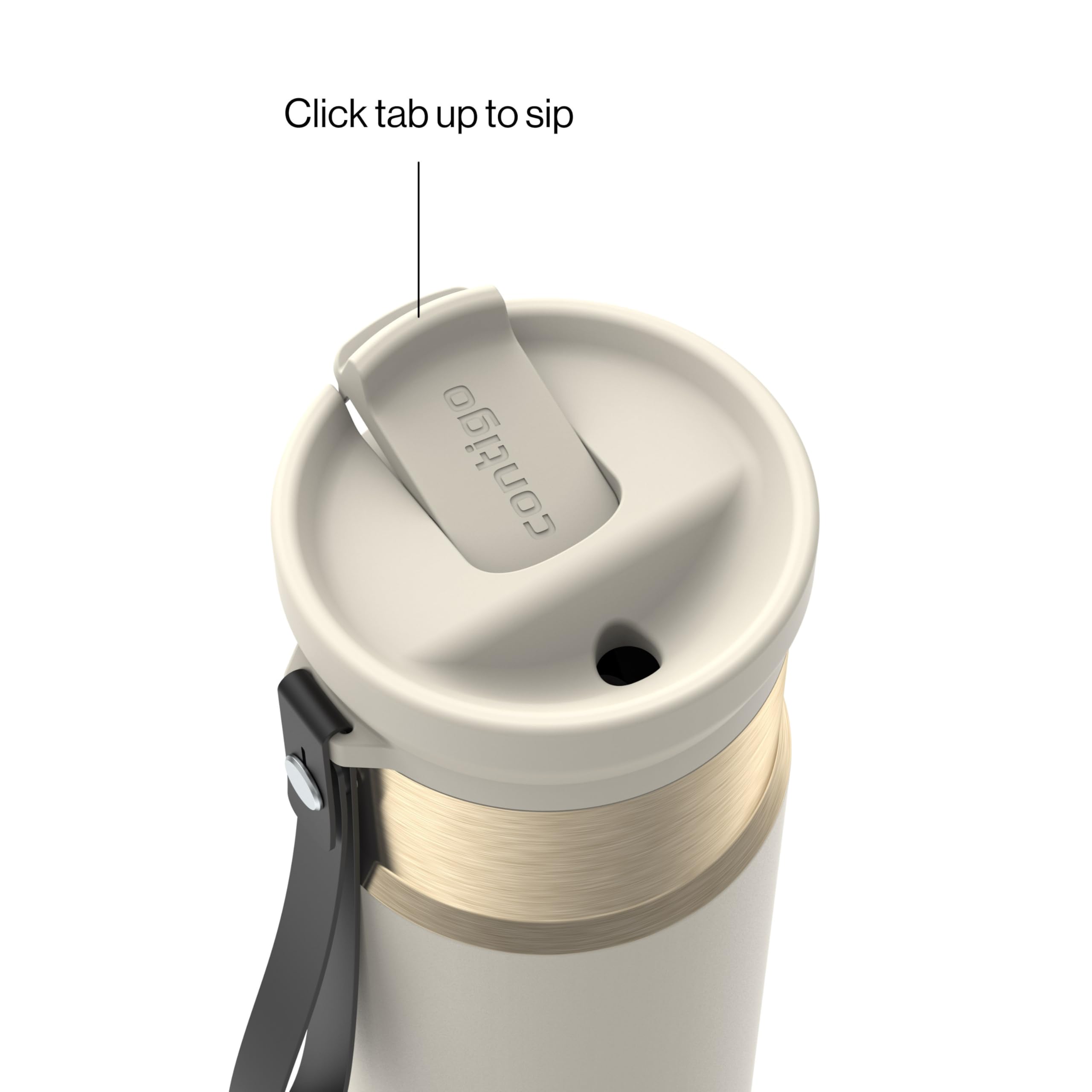 Contigo side profile with strap highlighting comfortable carry benefit