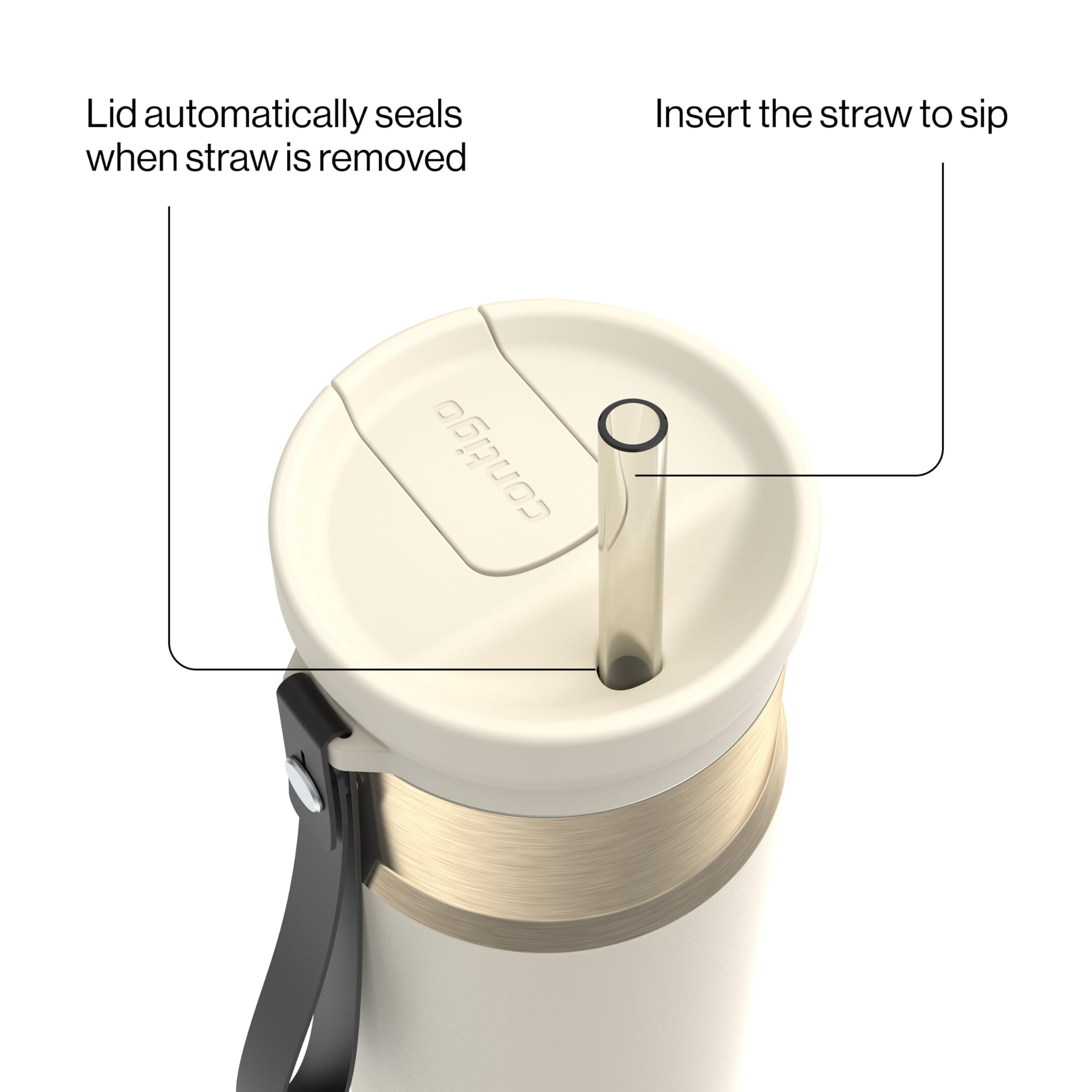 Contigo straw and AutoClose detail showing easy sipping benefit