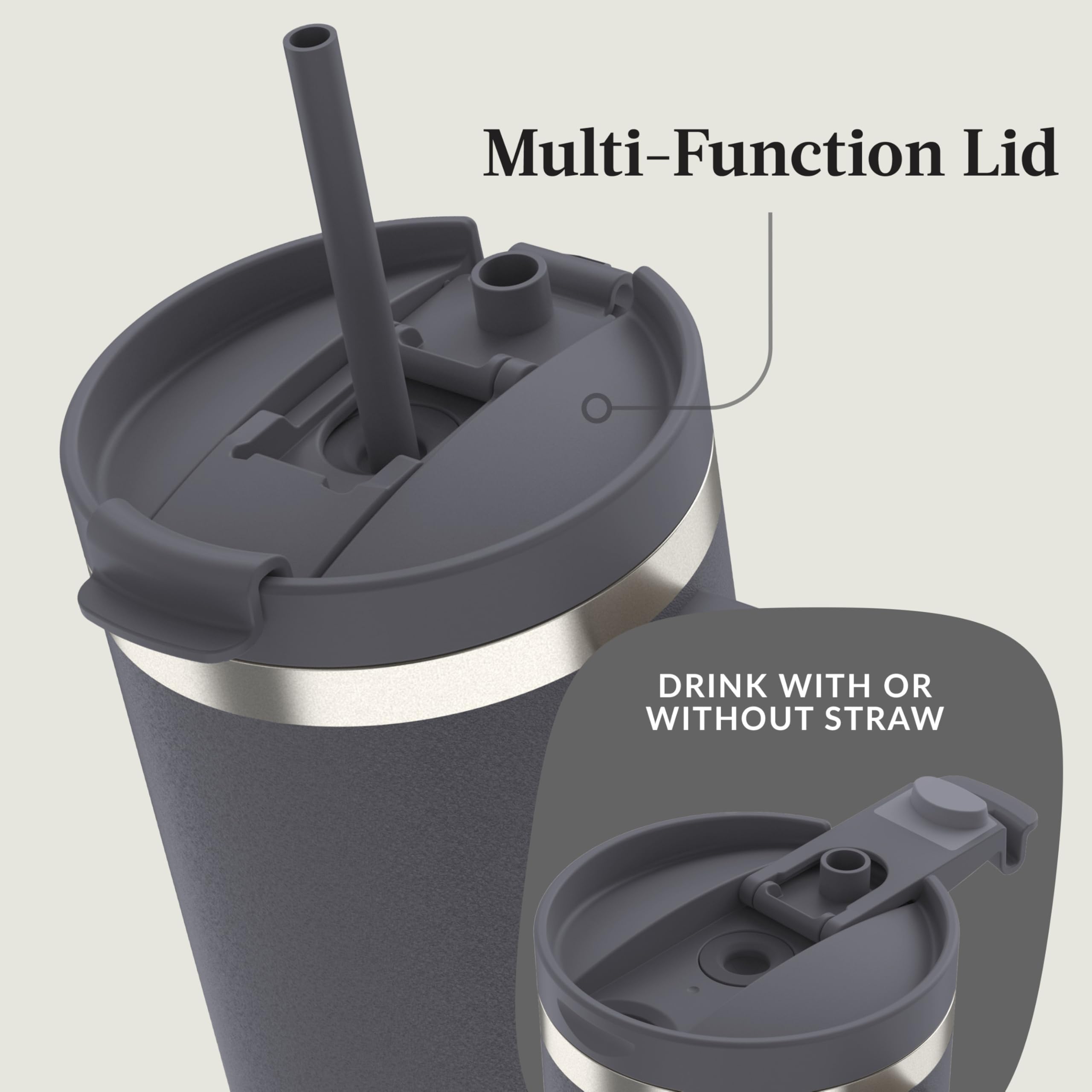 Contigo Streeterville seated in car cupholder showing road-ready stability and convenience