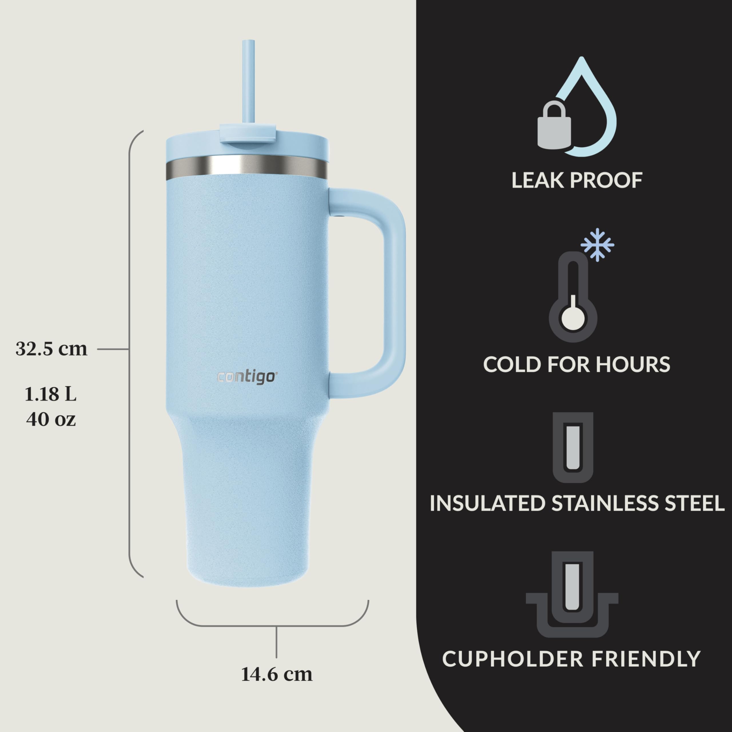 Contigo Streeterville insulation cutaway illustrating vacuum layers for long cold benefit