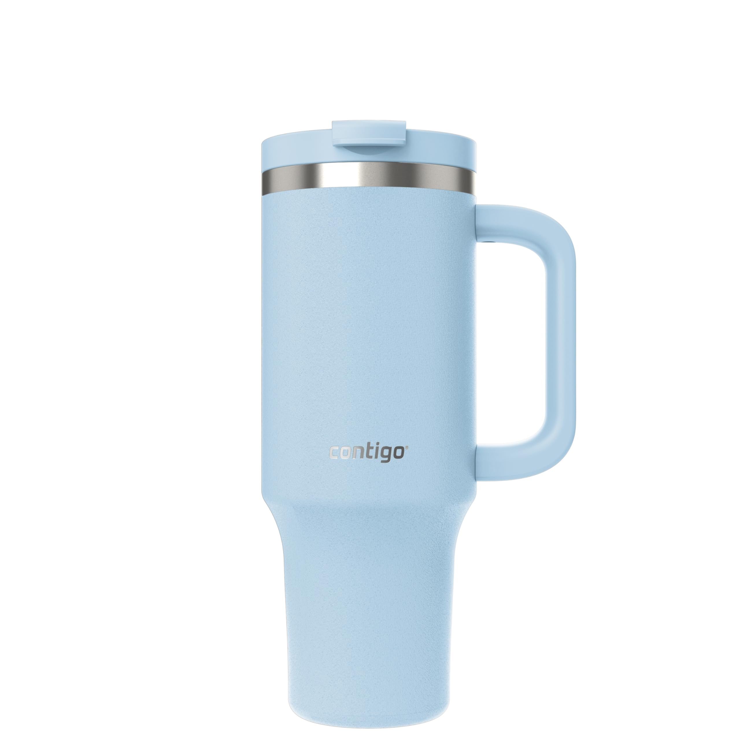Contigo Streeterville poured with straw inserted showing versatile drinking options