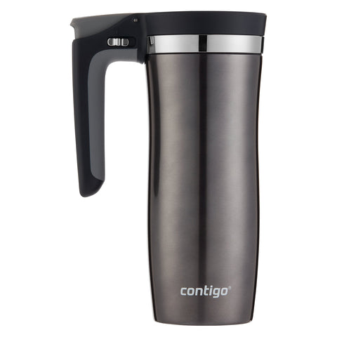 Contigo stainless steel close‑up highlighting THERMALOCK insulation and durability
