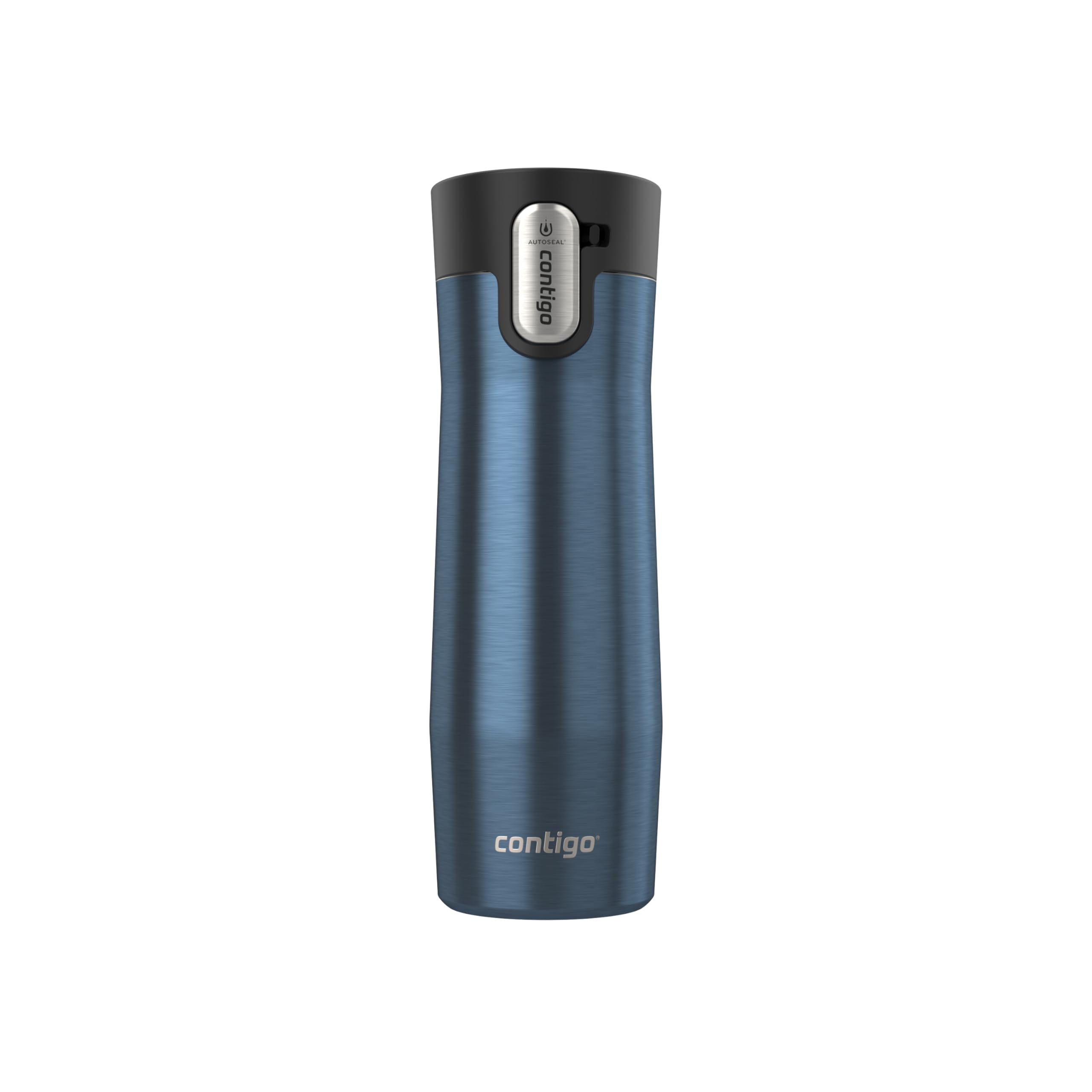 Contigo West Loop front view in transparent berry showing sleek design and spill protection