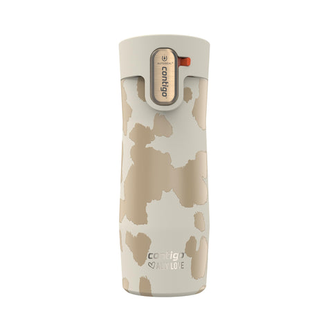 Contigo West Loop 3.0 front view showing oatmilk finish and spill-proof benefit