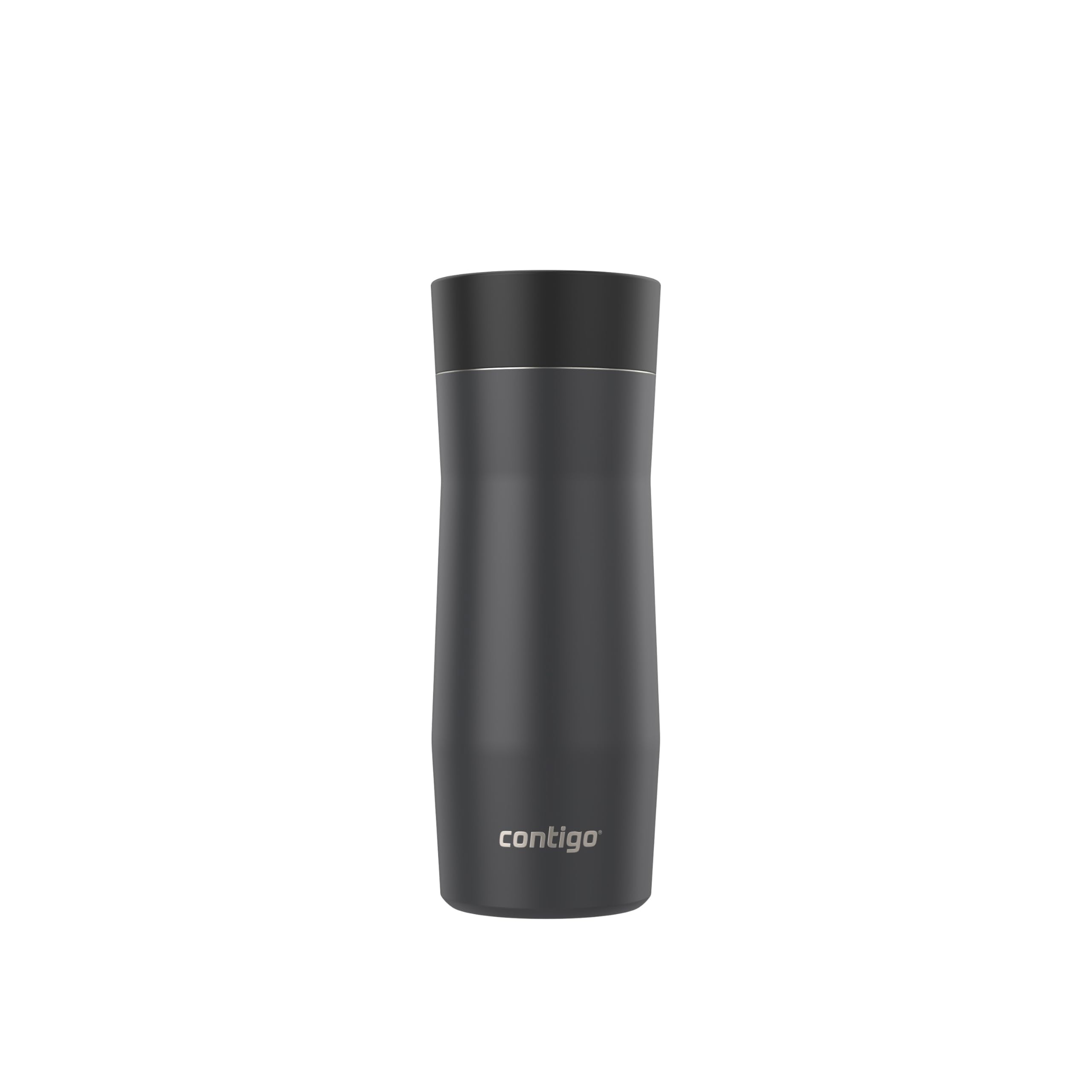 Contigo AutoSeal lid close-up highlighting the press-to-drink button and spill protection