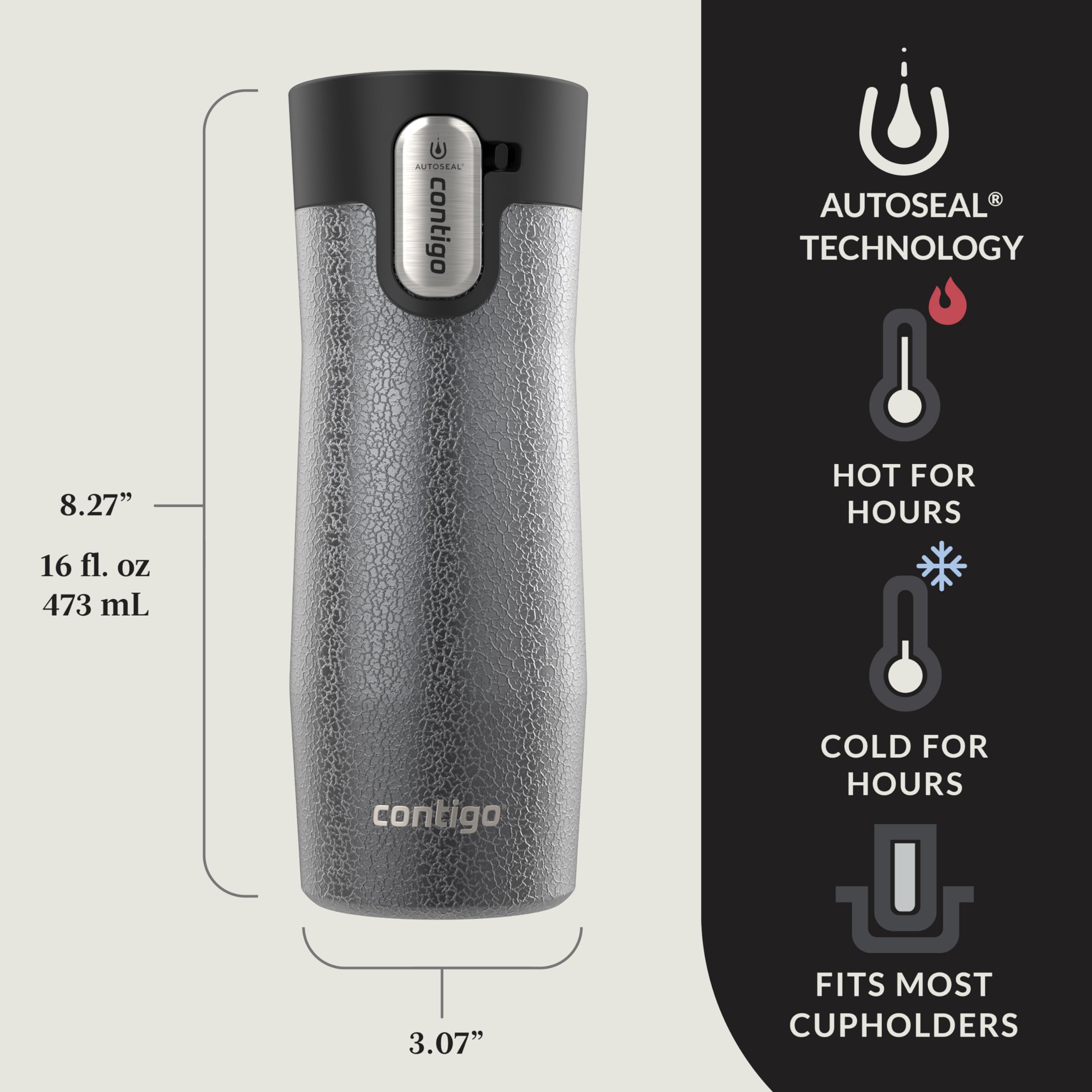 Contigo West Loop easy-clean lid fully open demonstrating simple cleaning and hygiene benefit